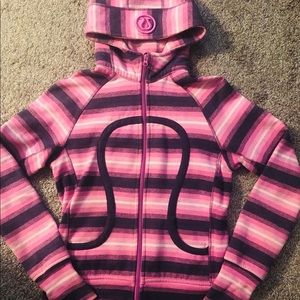 Lululemon Scuba Hoodie Poncho Stripe Pink Size 8